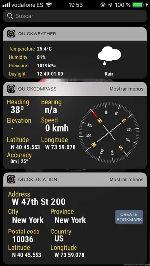 Captura de pantalla de Quickgets Geo: Widgets Geodata en iPhone 8