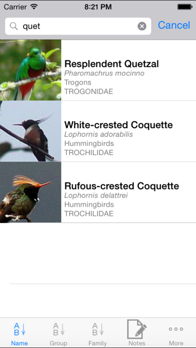 Panama Birds Field Guide Screenshot
