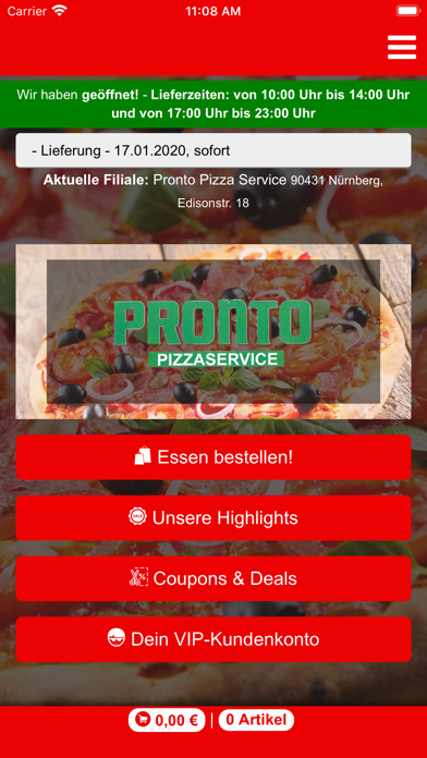 Pronto Pizza Service Screenshot