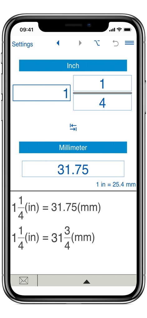 Inches to mm converter - Productivity App | MWM