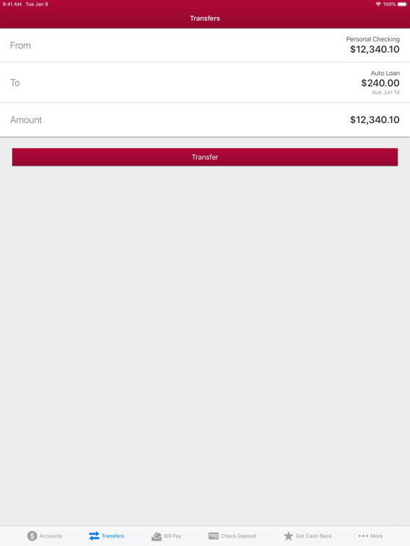 IU Credit Union Mobile Banking iPad screenshot 4 - Finance app