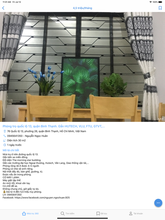 Nhà Trọ 360 - Thuê phòng iPad screenshot 3 - Lifestyle app