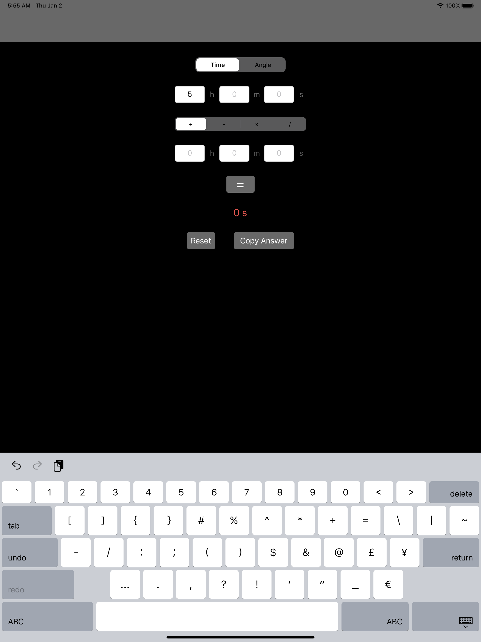 calculator for time & angle