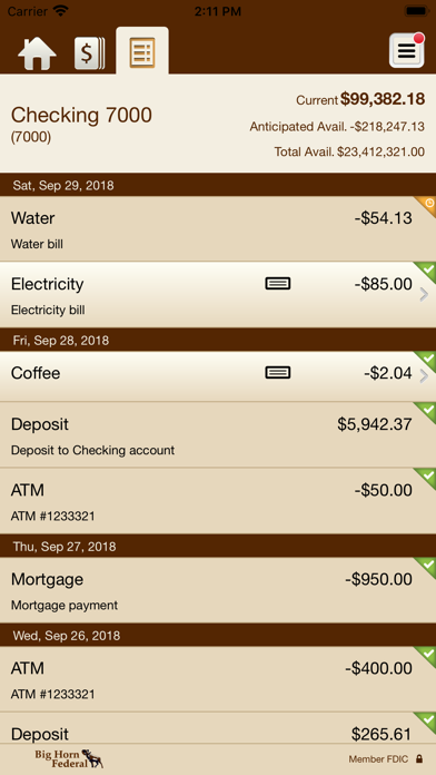 Big Horn Federal Business Screenshot