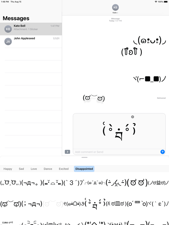Kaomoji Stickers iPad screenshot