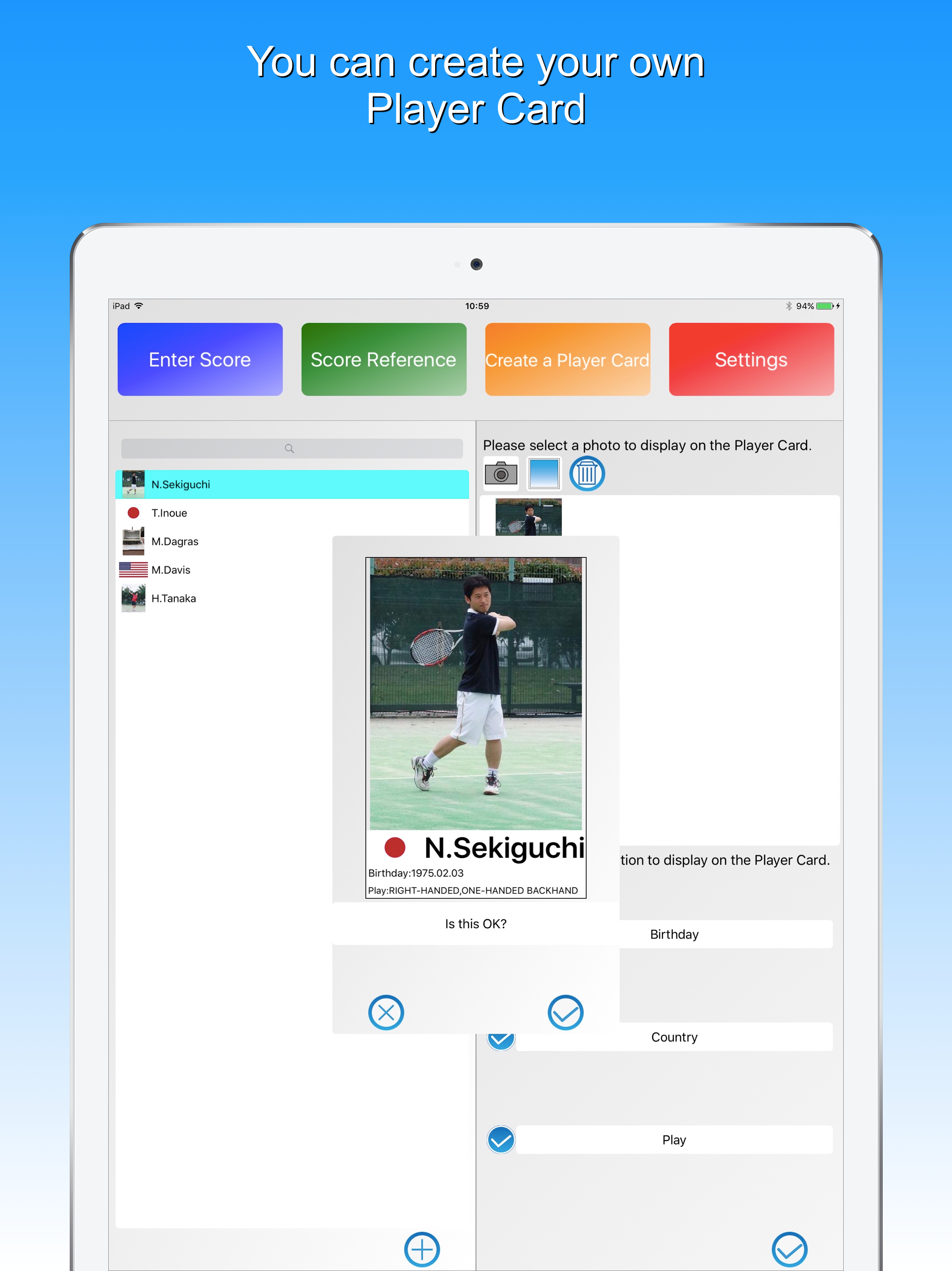 Tennis Score & Card