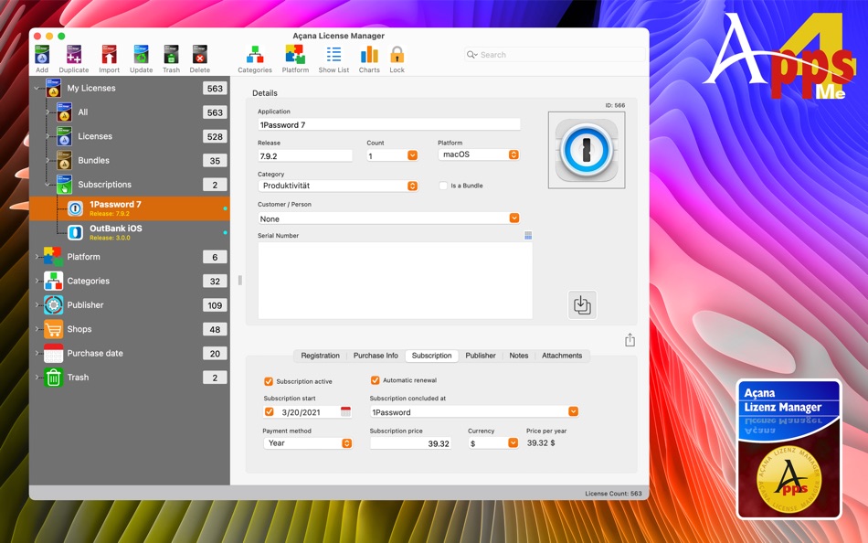 #2. Acana License Manager (macOS) 由: @pps4Me