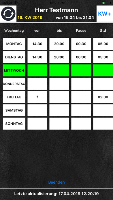 E Wochenplan Screenshot