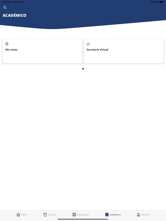 Universidad de Zaragoza iPad screenshot