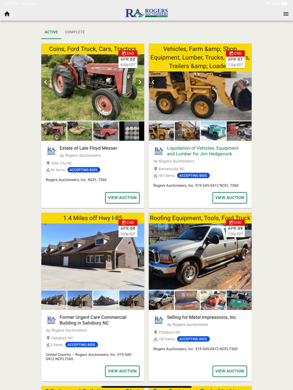 Rogers Auctioneers iPad screenshot 3 - Business app