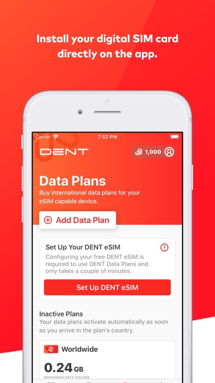 DENT: eSIM data & top-up