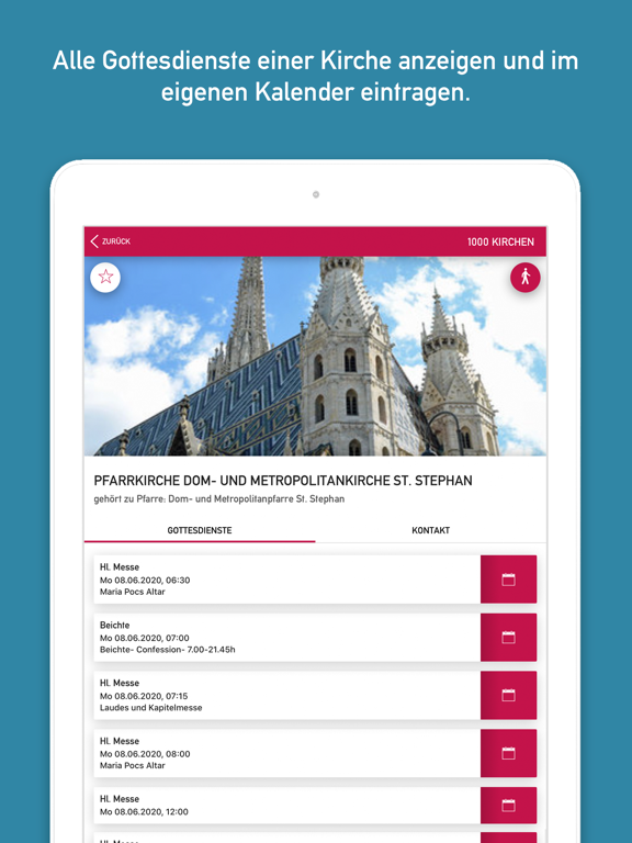1000 Kirchen iPad screenshot 4 - Navigation app