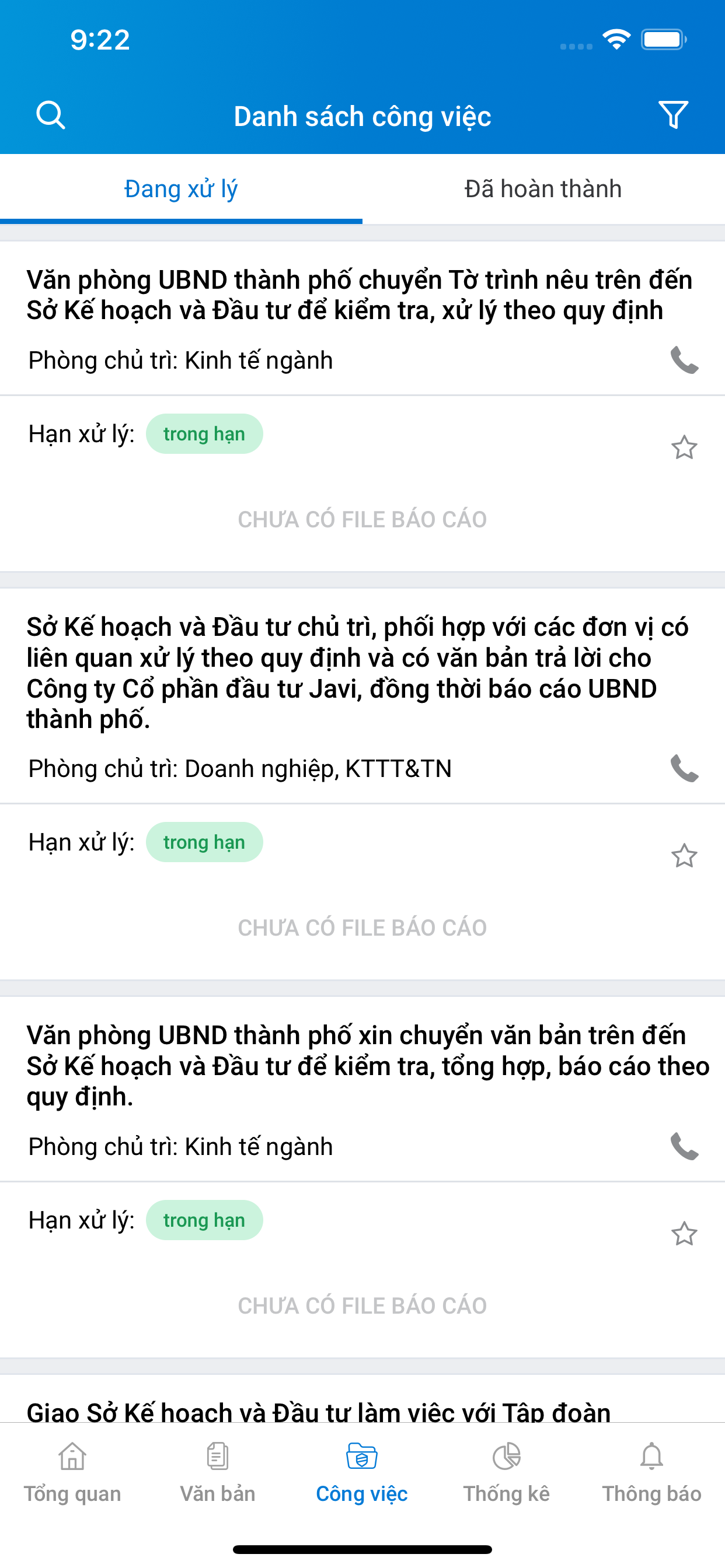 Theo dõi công việc KHĐTĐN