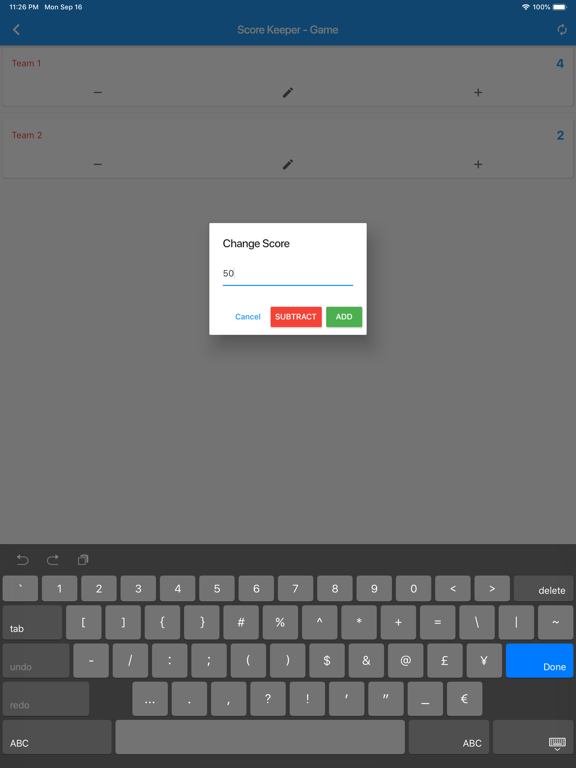 Simple Score 2 iPad screenshot 3 - Utilities app