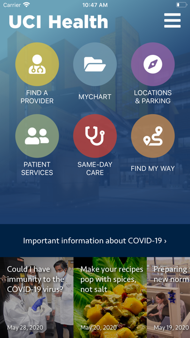 My UCI Health Screenshot