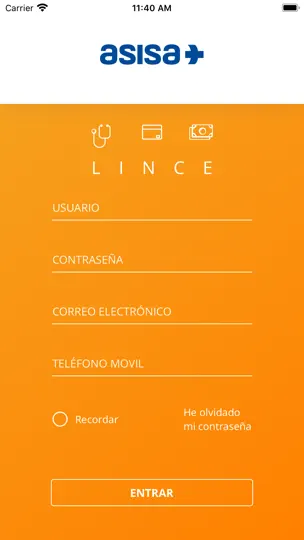 Captura de pantalla de ASISA Lince en iPhone 2