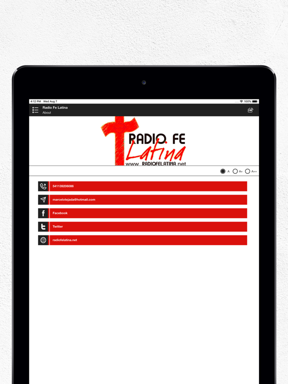 Radio Fe Latina iPad screenshot 4 - Music app