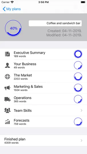 Business Plan iPhone Screenshot 1