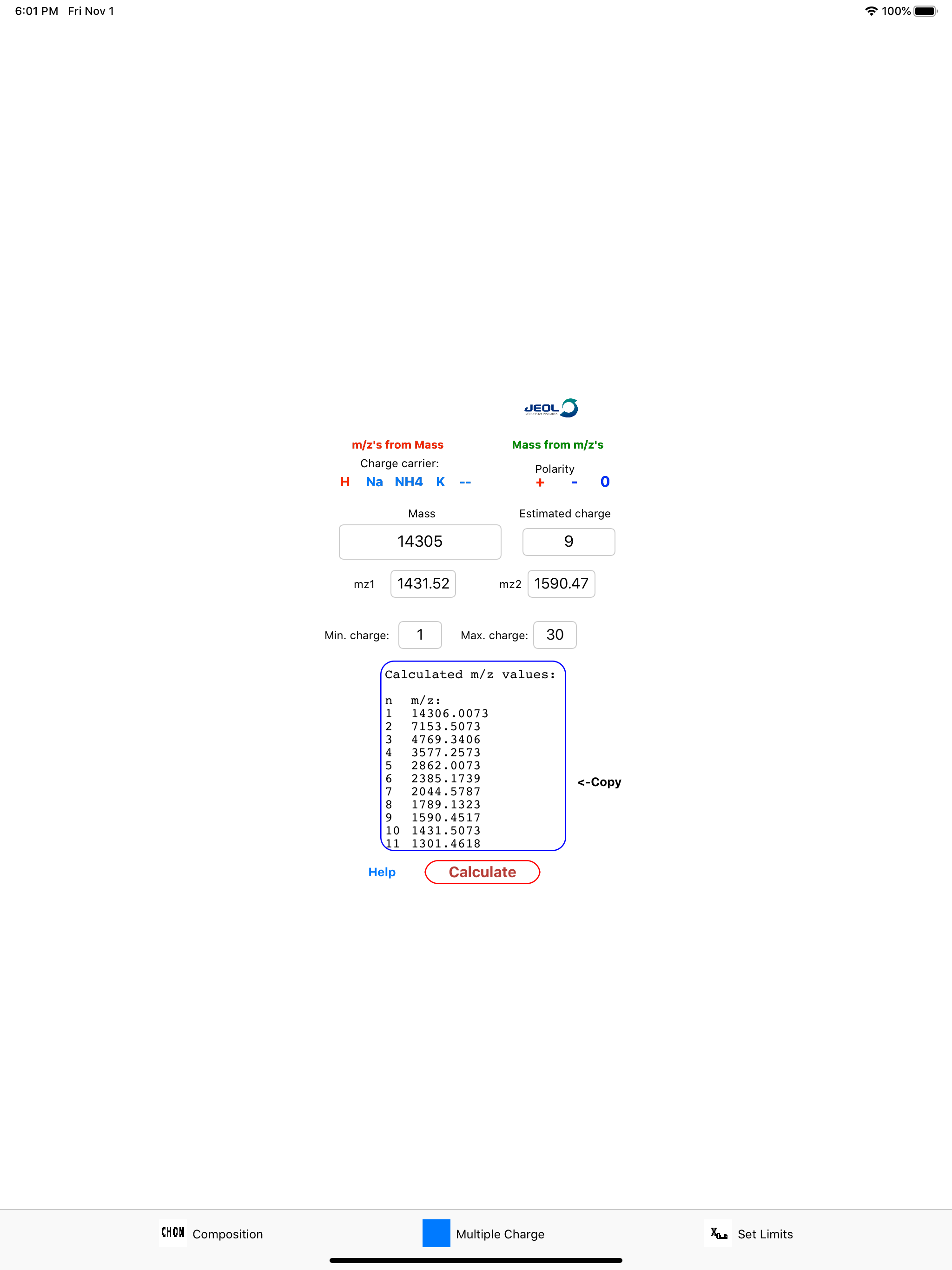 JEOL MS Calculator