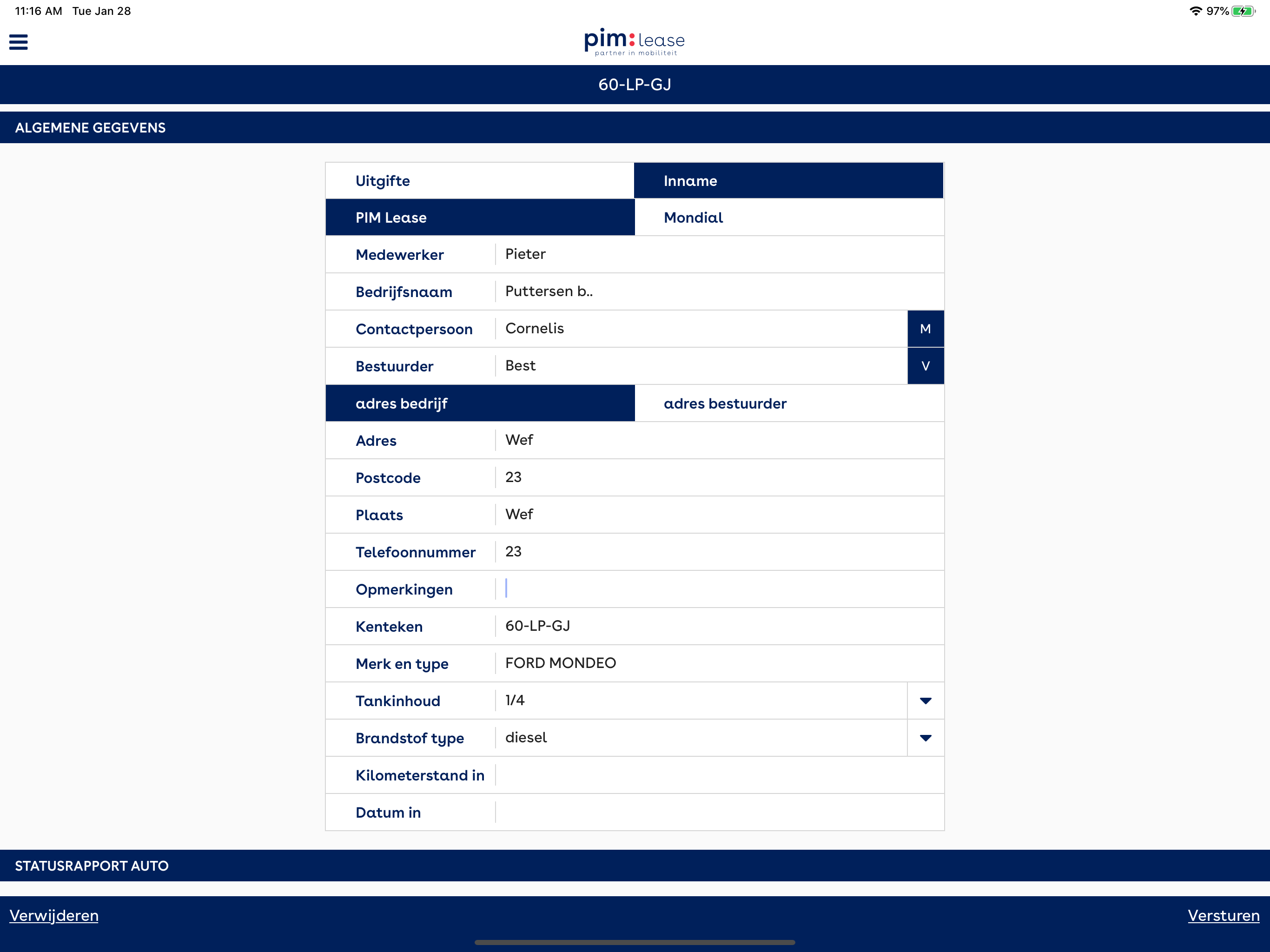 PIM Lease aflevering screenshot 9