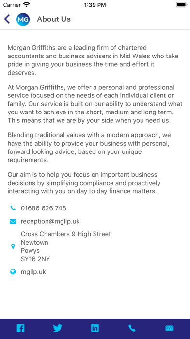 Morgan Griffiths Accountants Screenshot