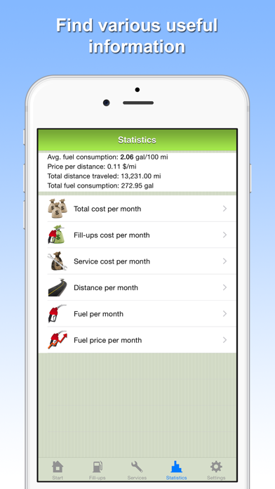 Gasoline Consumption Screenshot