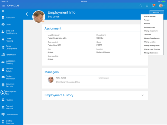 Oracle Fusion Applications iPad app afbeelding 5