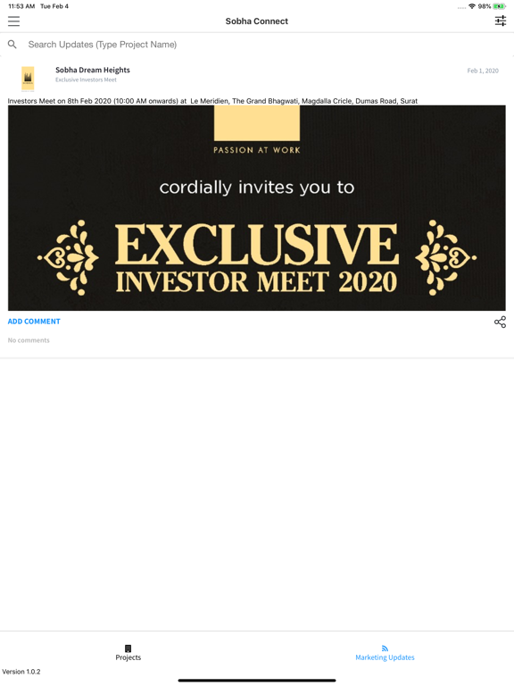 Sobha Connect iPad screenshot
