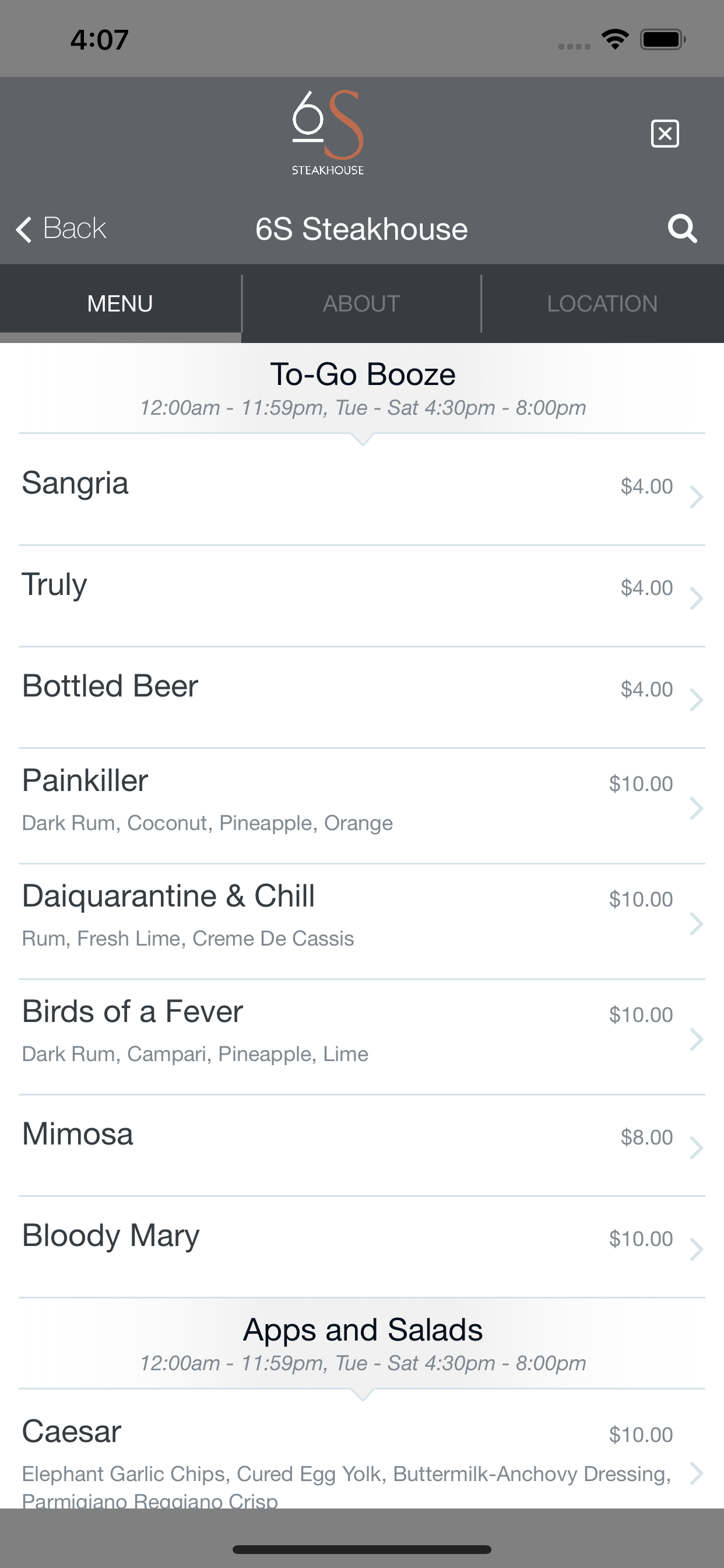 6S Steakhouse screenshot 2