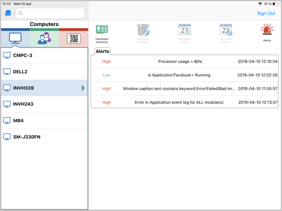 NetSupport DNA Console iPad screenshot