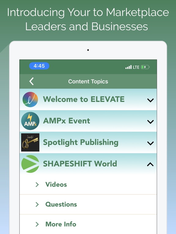 The Elevate Marketplace iPad screenshot
