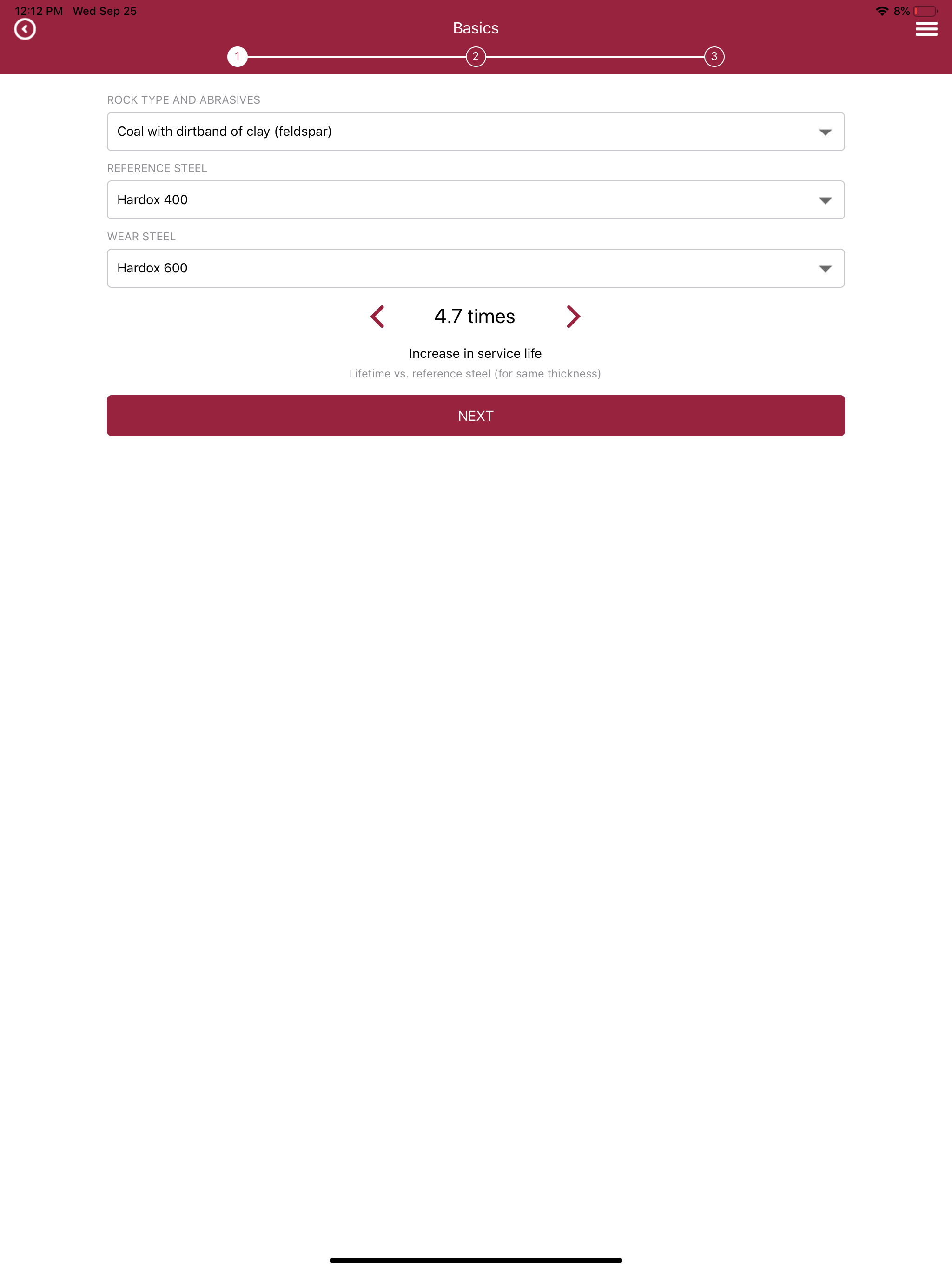 Hardox® WearCalc screenshot 8