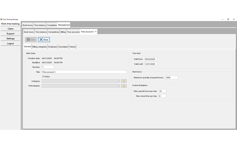 Time Tracking Manager Screenshot