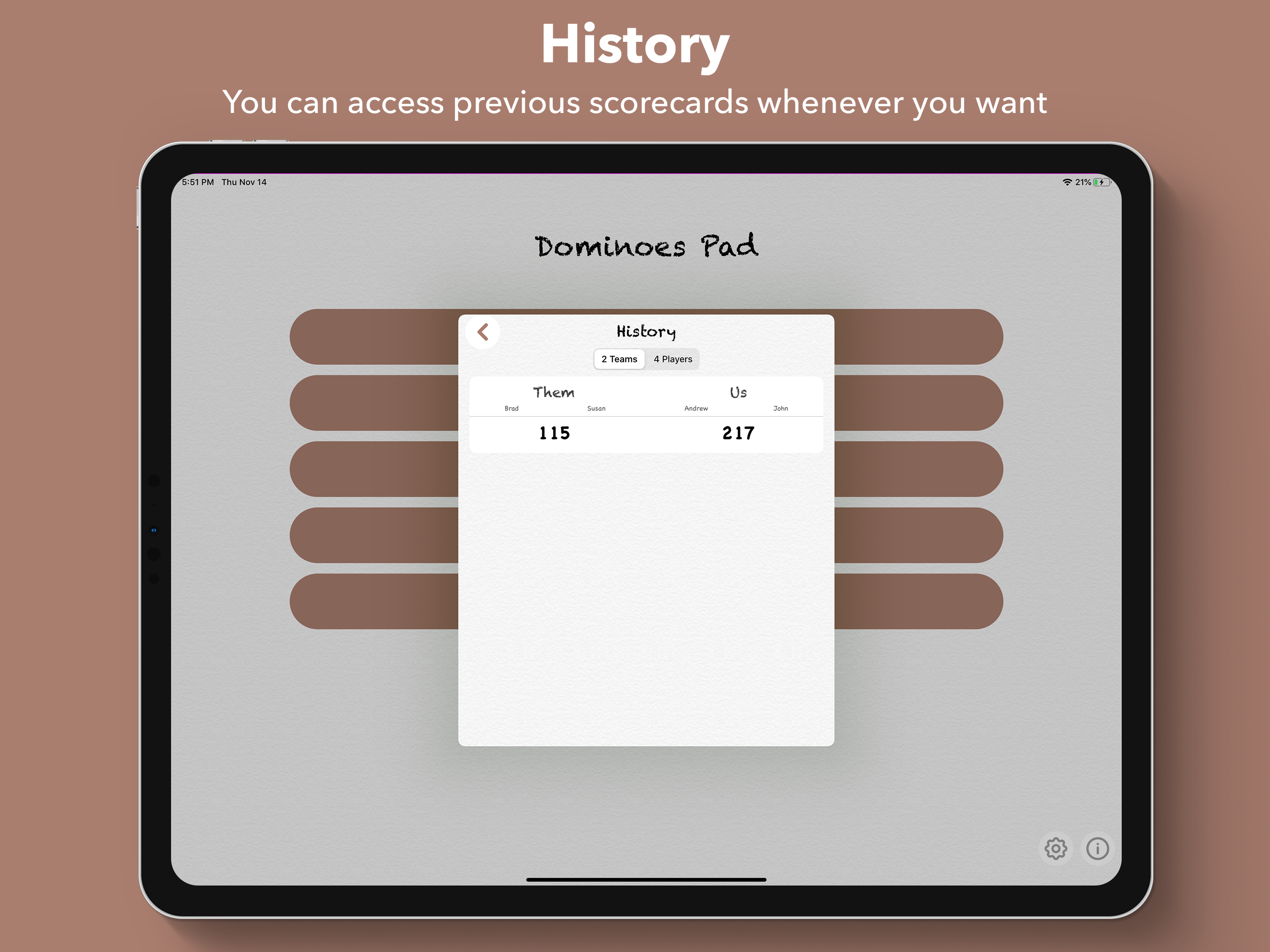 Dominoes Pad & Scorecard