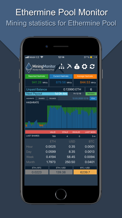 Screenshot #1 pour Monitor for Ethermine Pool