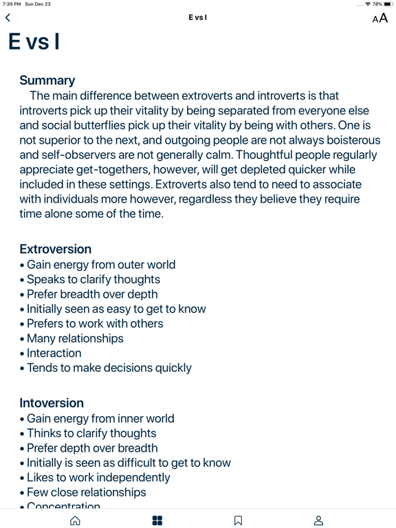 The Personality Types iPad screenshot 4 - Reference app