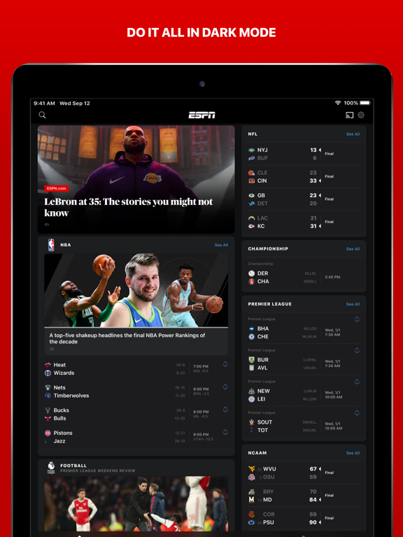 ESPN: Live Sports & Scores iPad screenshot 7 - Sports app