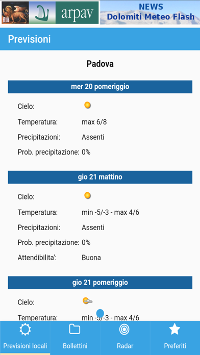 Screenshot #1 pour App ARPAV Meteo