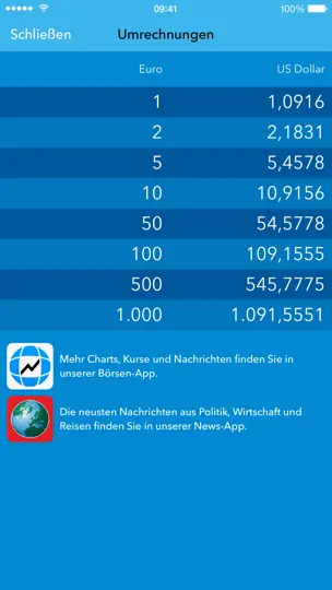 Screenshot von Währungsrechner - Finanzen100 auf dem iPhone 3