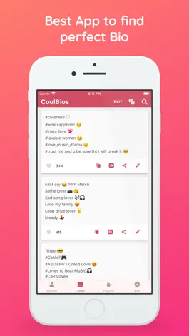 Game screenshot Cool Bio: Quote Caption for IG mod apk