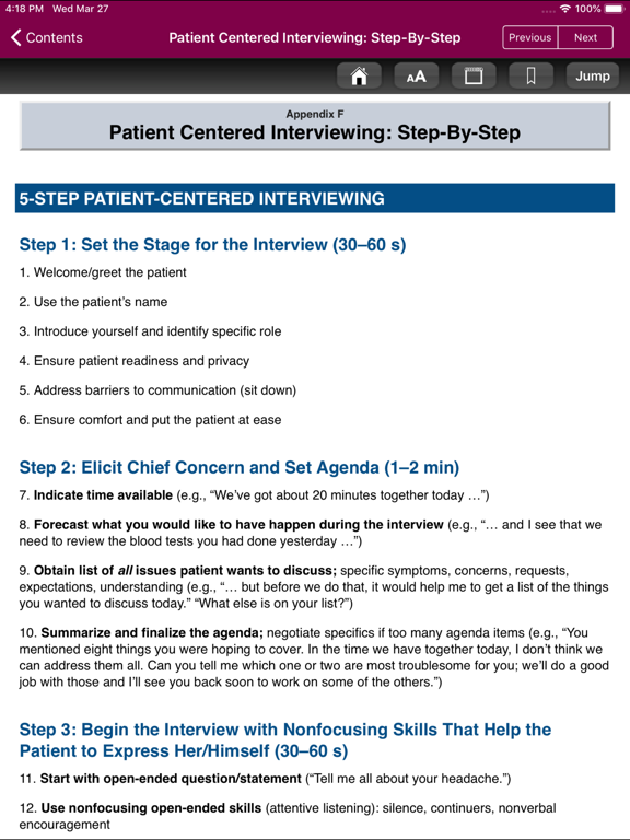 Smith's Patient Interview, 4/E iPad screenshot