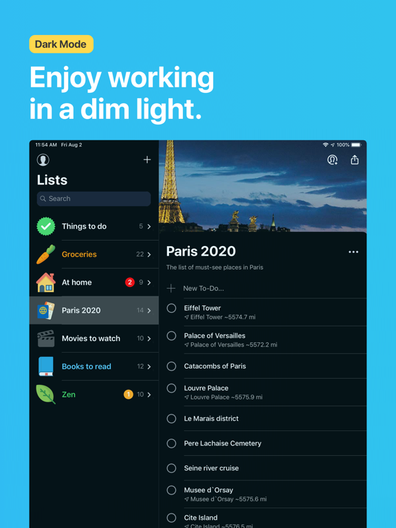 Pocket Lists iPad screenshot 7 - Productivity app