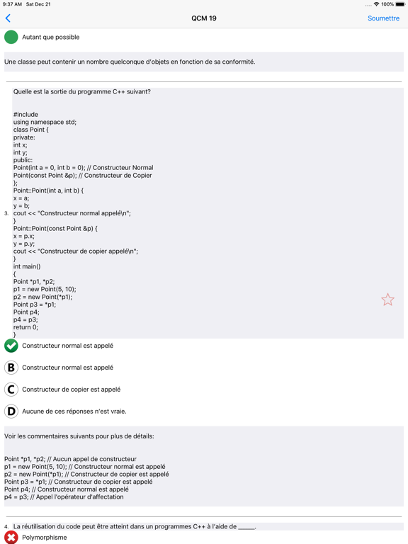 Screenshot #5 pour QCM C++ Entrainement