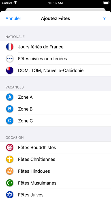 Jours fériés, vacances scolaires et fêtes en France 2015 - 2017 Screenshot 1