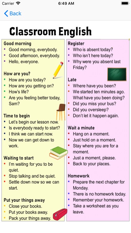 English Classrom language