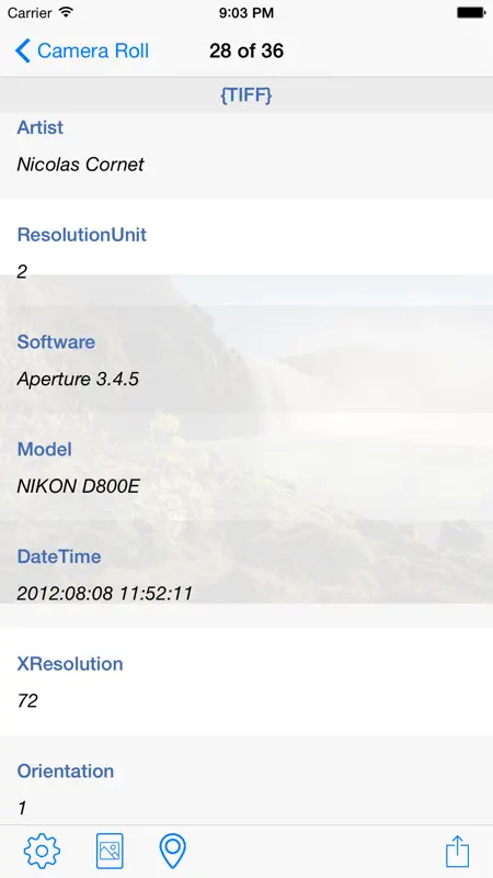 Photo Metadata Viewer on iPhone — screenshot 1 of 5