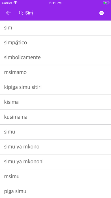 Portuguese Swahili Dictionary Screenshot