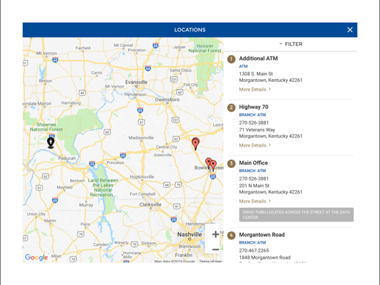 Morgantown Bank Mobile Banking iPad screenshot
