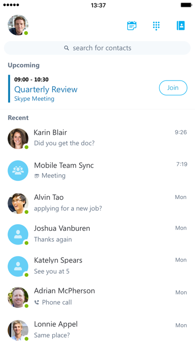 Skype for Business Screenshot