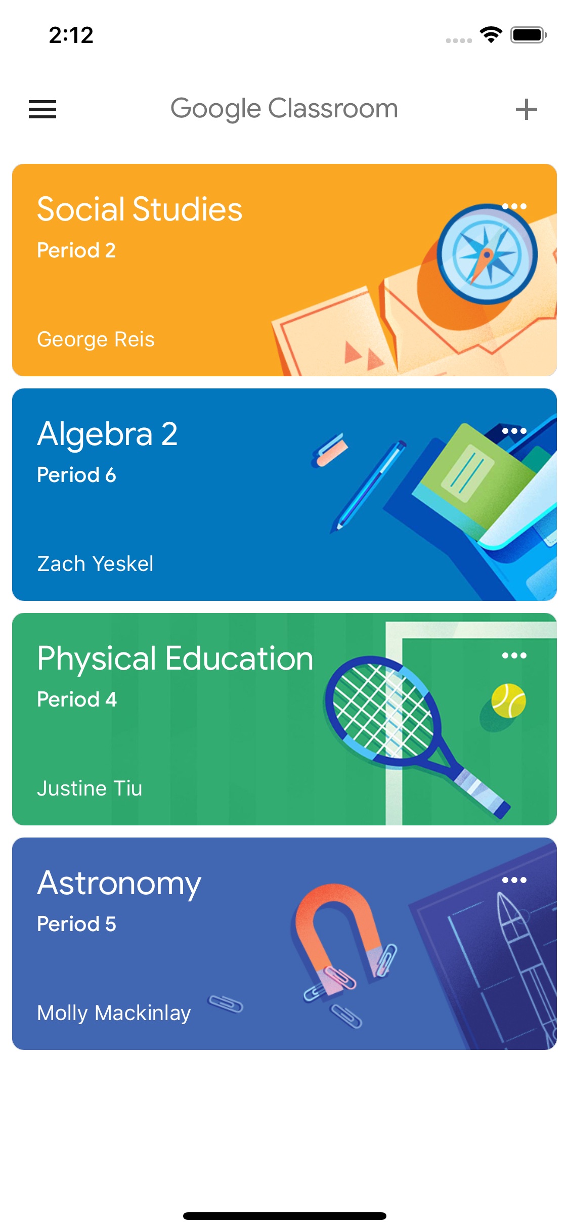 Screenshot do app Google Classroom